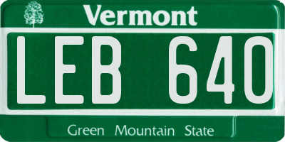 VT license plate LEB640