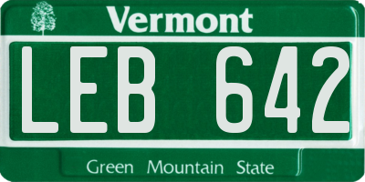 VT license plate LEB642