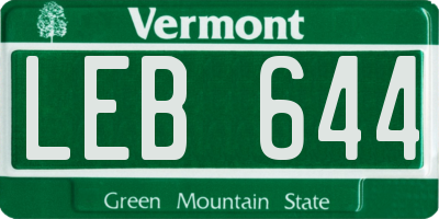VT license plate LEB644