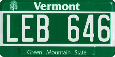 VT license plate LEB646