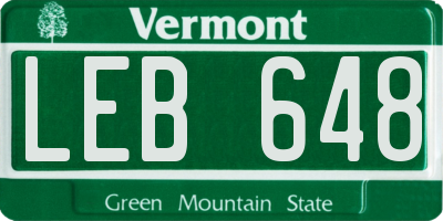 VT license plate LEB648