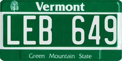 VT license plate LEB649
