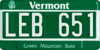 VT license plate LEB651