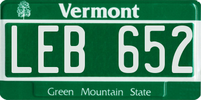 VT license plate LEB652