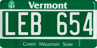 VT license plate LEB654