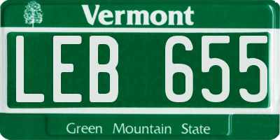 VT license plate LEB655