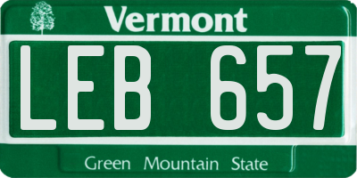 VT license plate LEB657