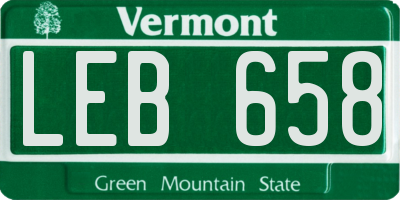 VT license plate LEB658