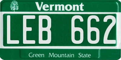 VT license plate LEB662