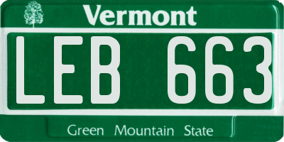VT license plate LEB663