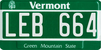 VT license plate LEB664