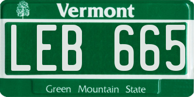 VT license plate LEB665
