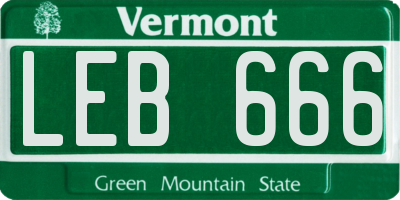 VT license plate LEB666