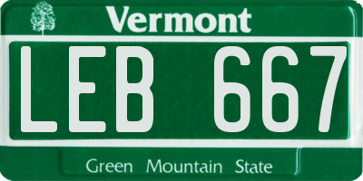 VT license plate LEB667