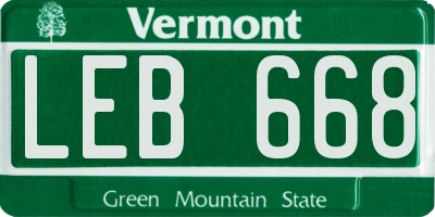 VT license plate LEB668