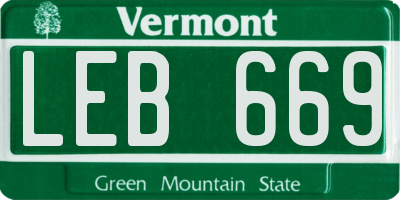 VT license plate LEB669