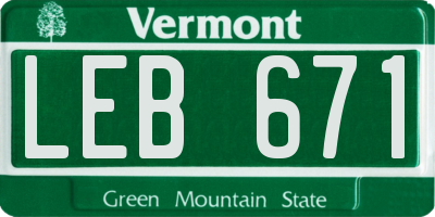 VT license plate LEB671