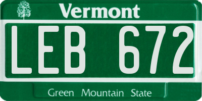 VT license plate LEB672