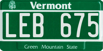 VT license plate LEB675