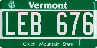 VT license plate LEB676