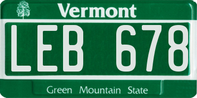 VT license plate LEB678