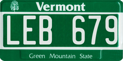 VT license plate LEB679