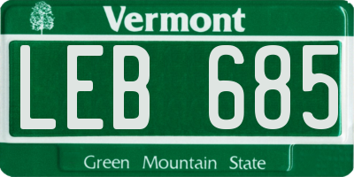 VT license plate LEB685