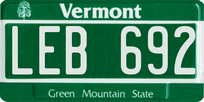 VT license plate LEB692