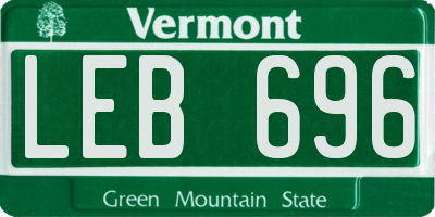 VT license plate LEB696