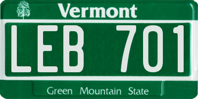 VT license plate LEB701