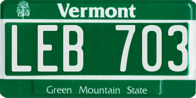 VT license plate LEB703