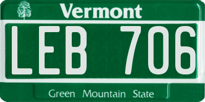 VT license plate LEB706