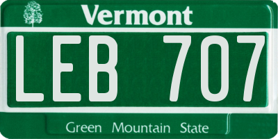 VT license plate LEB707