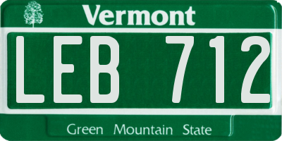 VT license plate LEB712