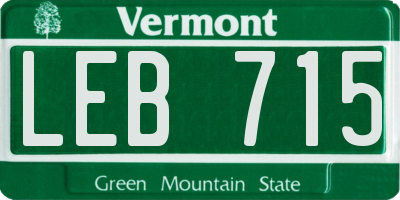 VT license plate LEB715