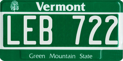 VT license plate LEB722