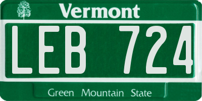 VT license plate LEB724