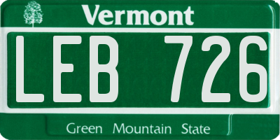 VT license plate LEB726