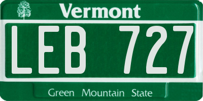 VT license plate LEB727