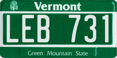 VT license plate LEB731