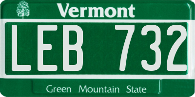 VT license plate LEB732