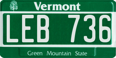 VT license plate LEB736