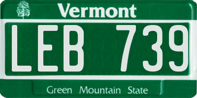 VT license plate LEB739