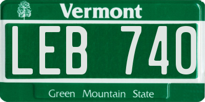 VT license plate LEB740