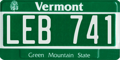 VT license plate LEB741