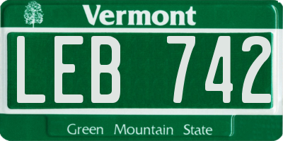 VT license plate LEB742