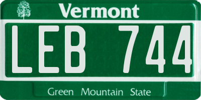 VT license plate LEB744