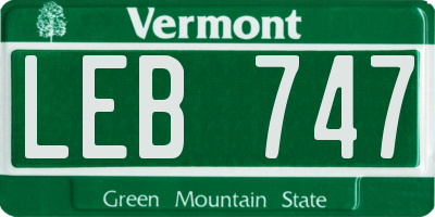 VT license plate LEB747