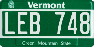 VT license plate LEB748