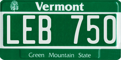 VT license plate LEB750